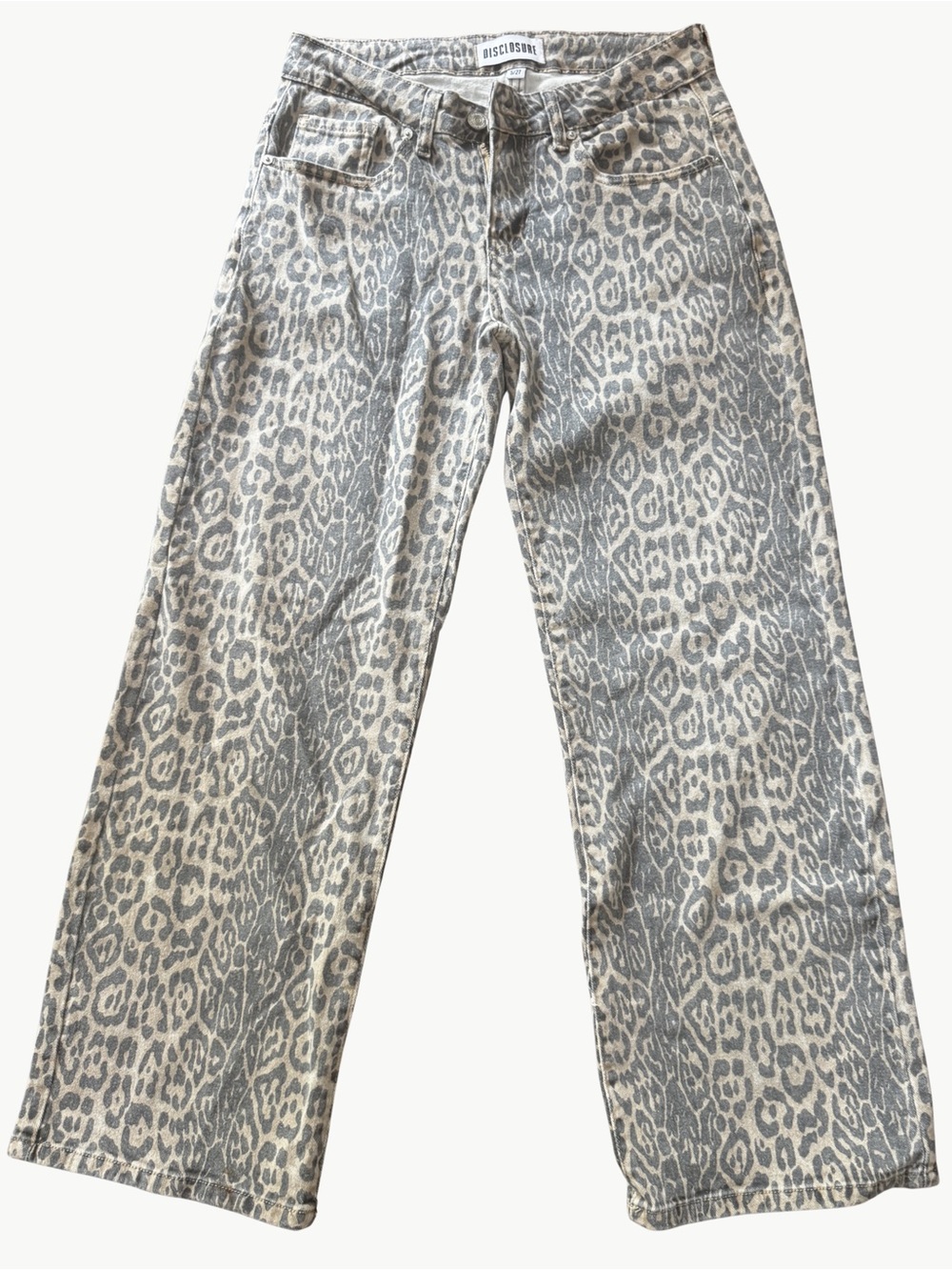 Leopard Print Wide Leg Disclosure Jeans Women’s Size 27